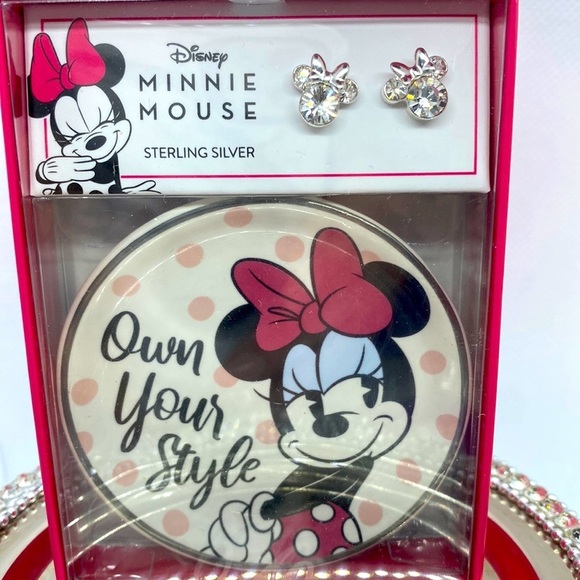 NWT Disney Minnie Mouse Earrings with Jewelry Dish - Picture 2 of 5